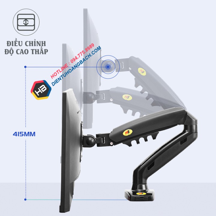 [Chính Hãng] Giá treo màn hình máy tính NB F80 - Xoay 360 độ - Tay treo màn hình F80