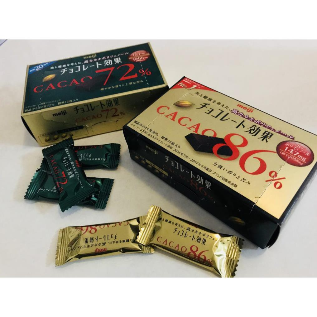 (6 loại) Chocolate đắng Meiji 95%- 86% - 72% Cacao 80gr