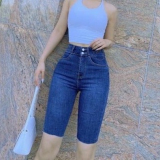 Quần bò ngố/lửng nữ co giãn bigsize, jean nữ ngố/lửng lưng cao bigsize