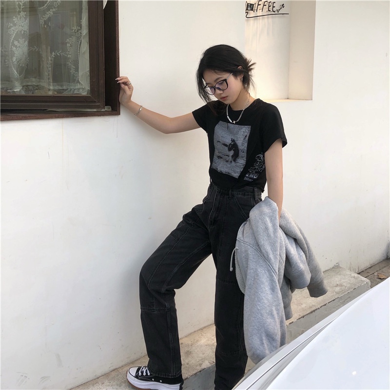 Áo thun IELGY màu trắng tay ngắn phong cách đường phố thời trang cho nữ