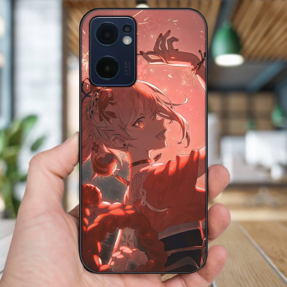 Ốp lưng Oppo Reno 7 5G viền đen in hình Yoimiya Genshin Impact