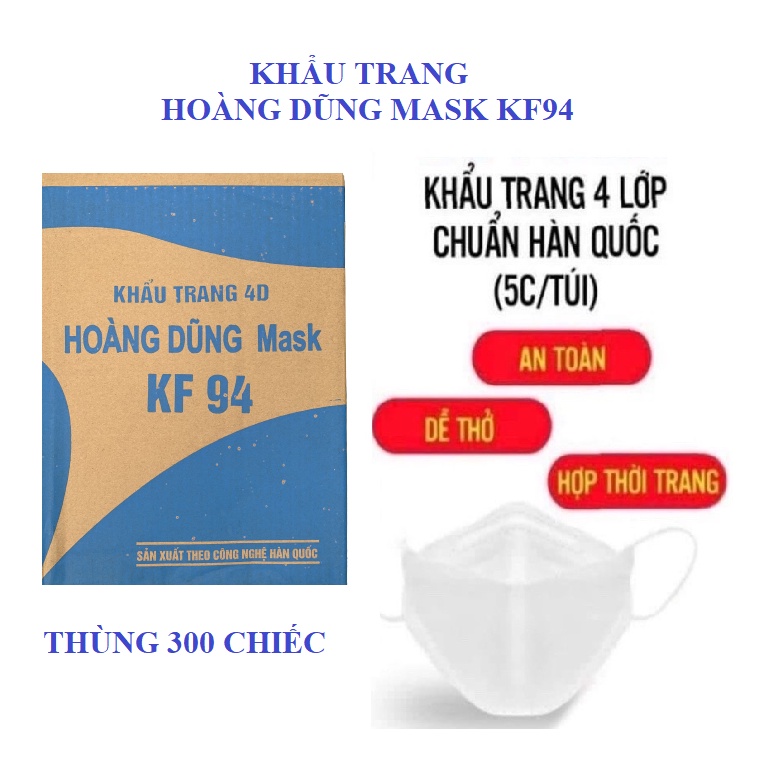 TÚI 5 CHIẾC KHẨU TRANG KHÁNG KHUẨN CAO CẤP 4D HOÀNG DŨNG MASK KF94