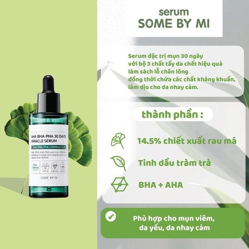 Bộ 4 Sản Phẩm Chăm Sóc Da Mụn Some By Mi AHA-BHA-PHA 30 Days Miracle (Sửa rửa mặt Bye Bye  + Toner + Serum + Kem)