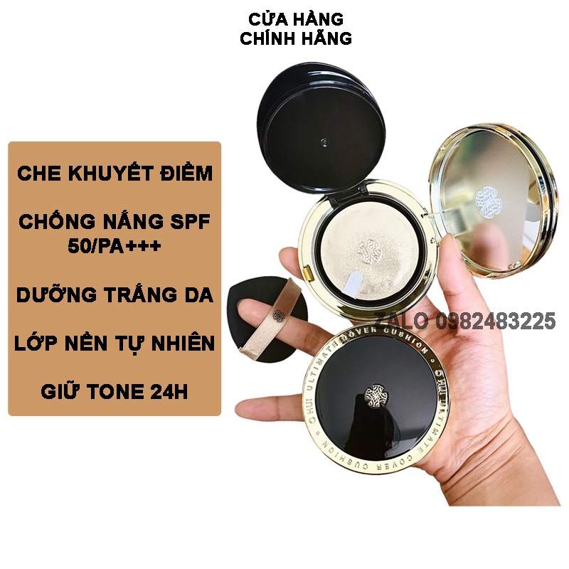 Set phấn nước Ohui Cushion siêu lì, che phủ tốt và giảm nhăn da OHUI Ultimate Cover Lifting SPF50+PA+++ tặng son