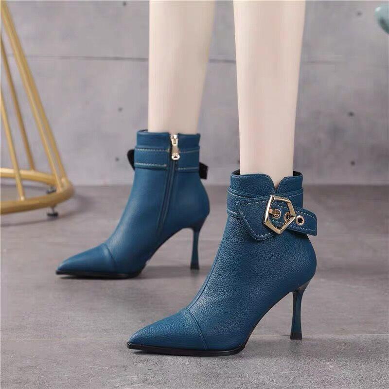 Giày boot Cao Gót Mũi Nhọn Thiết Kế Mới Thời Trang Mùa Đông Dành Cho Nữ