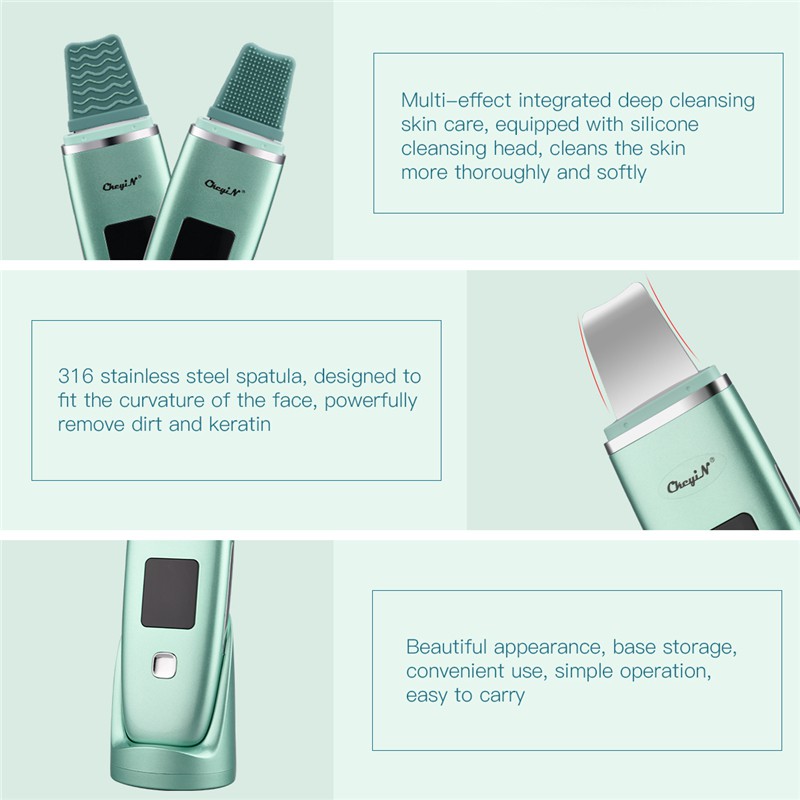 Máy Đẩy Mụn Đầu Đen CkeyiN Sóng Siêu Âm Làm Sạch Da Mặt Đa Năng
