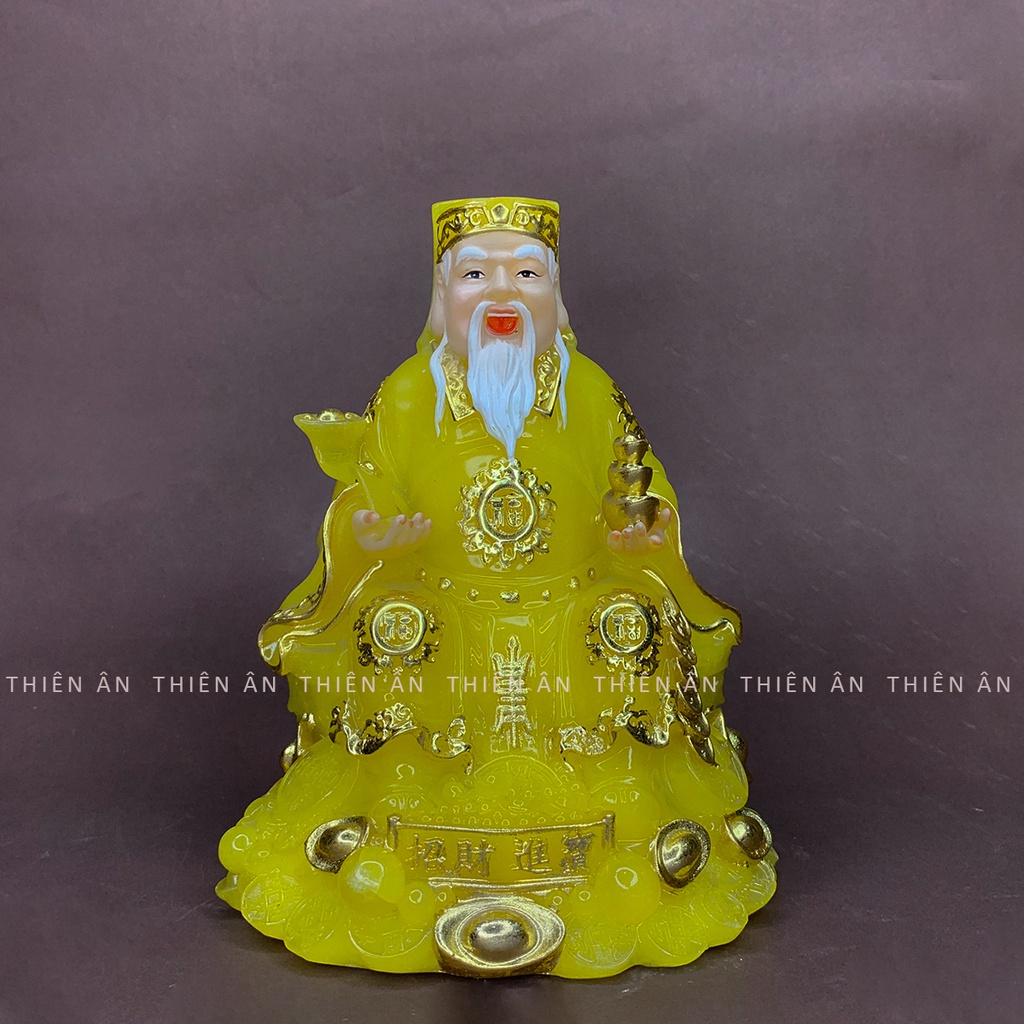 Tượng Thần Tài Ông Đia làm bằng Đá cao cấp màu Vàng có 4 size