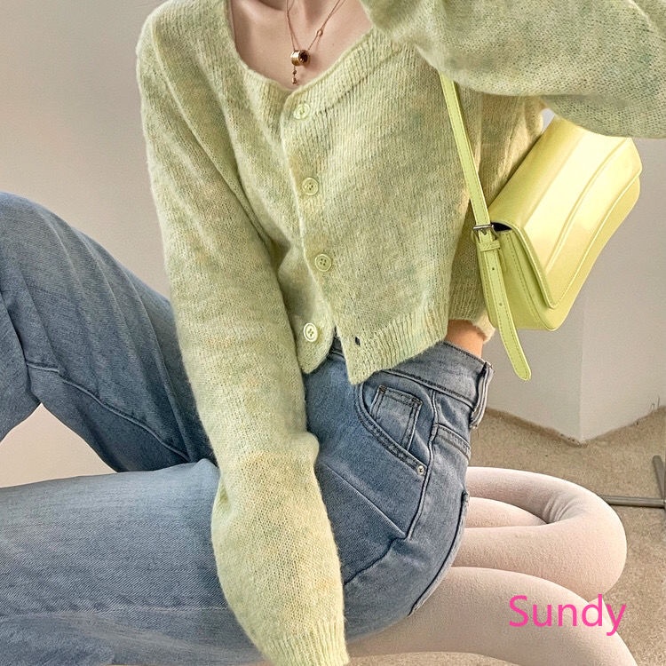 Áo Cardigan Dệt Kim Tay Dài Phong Cách Thời Trang Hàn Quốc Dành Cho Nữ