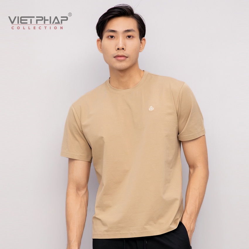 Áo Thun Nam Cổ Tròn Cao Cấp Việt Pháp 15502 . Vải Mềm Mại Thoải Mái, Thấm Hút Mồ Hôi - Hàng Chính Hãng VIETPHAP