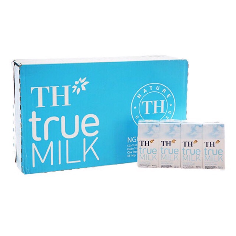 thùng 48 hộp sữa TH truemilk có đường/ít đường/không đường 180ml