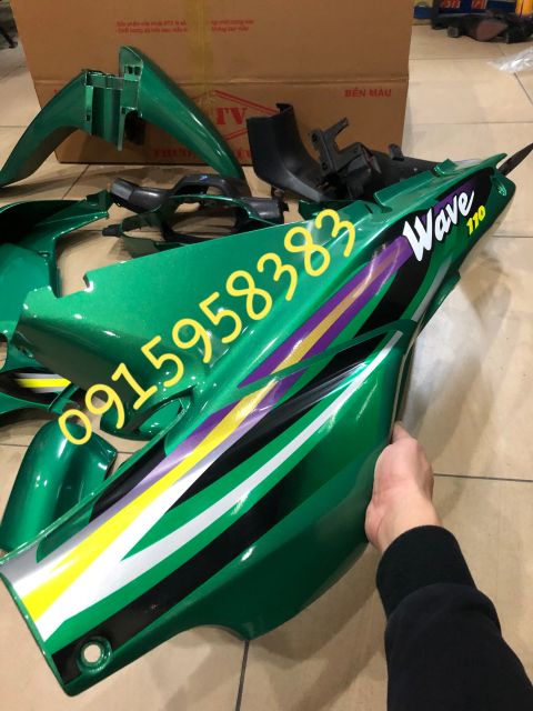 Bộ vỏ nhựa Wave alpha - wave thái xanh ken kèm tem