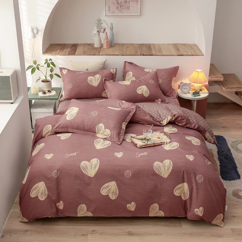 Bộ set 4 món VỎ CHĂN GA GỐI cotton korea cao cấp mềm mịn - KHÔNG VỎ ÔM