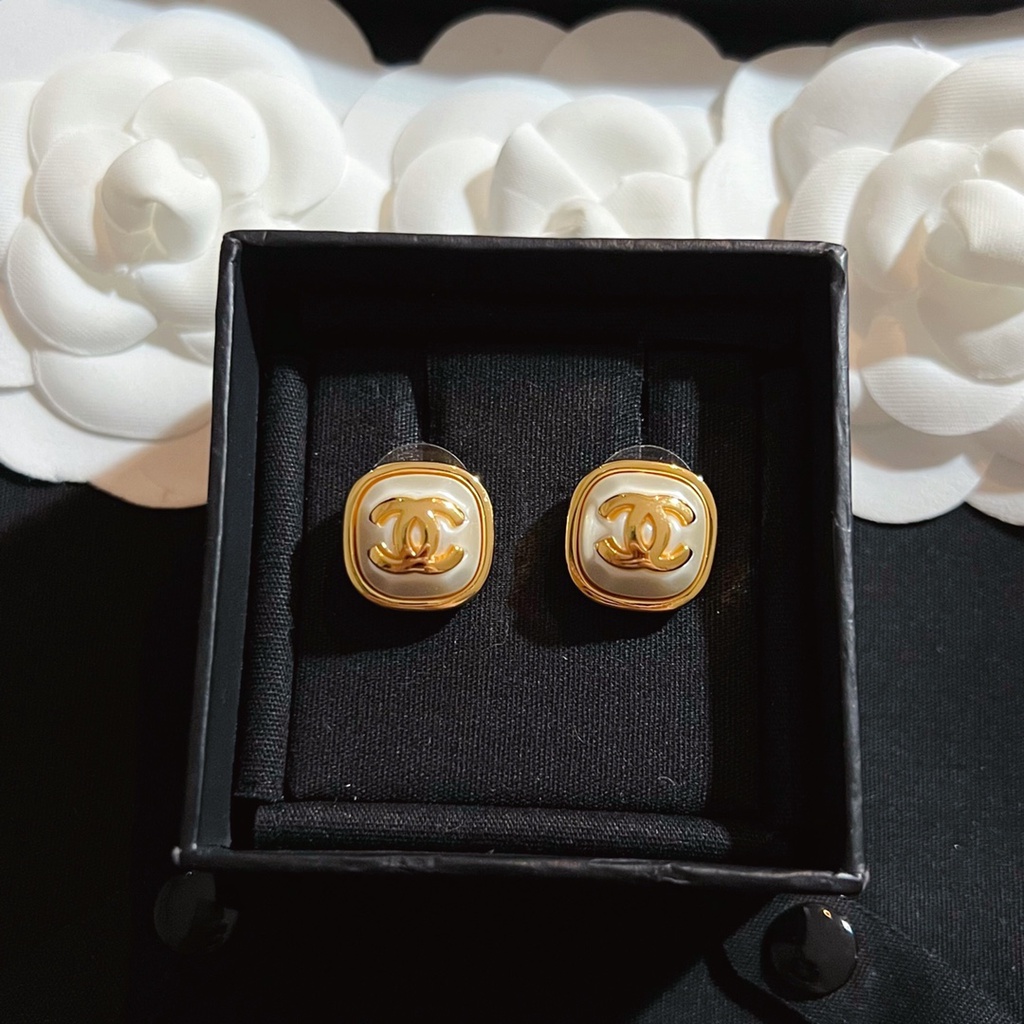 Khuyên Tai Hình Vuông Chữ c Màu Vàng Kim Thời Trang 2022