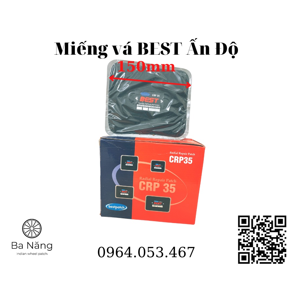 Miếng vá bố vỏ, vá lốp xe tải, xe ôtô, máy cày kẽm BEST (CRP 35 - 150x125mm), dùng để vá LƯNG