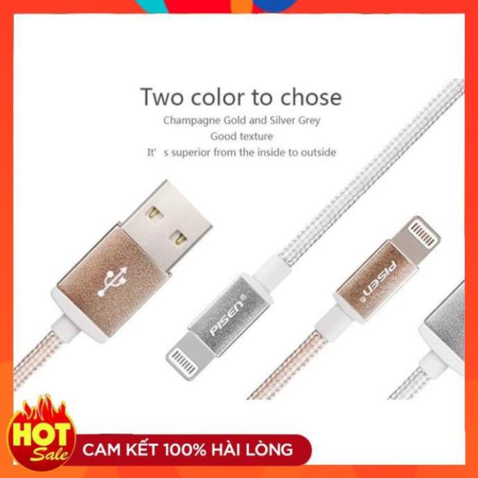 [Chính Hãng] Dây Cáp Sạc Lightning Pisen dành cho Iphone 1m (Dây Dù) - Hàng Chính Hãng