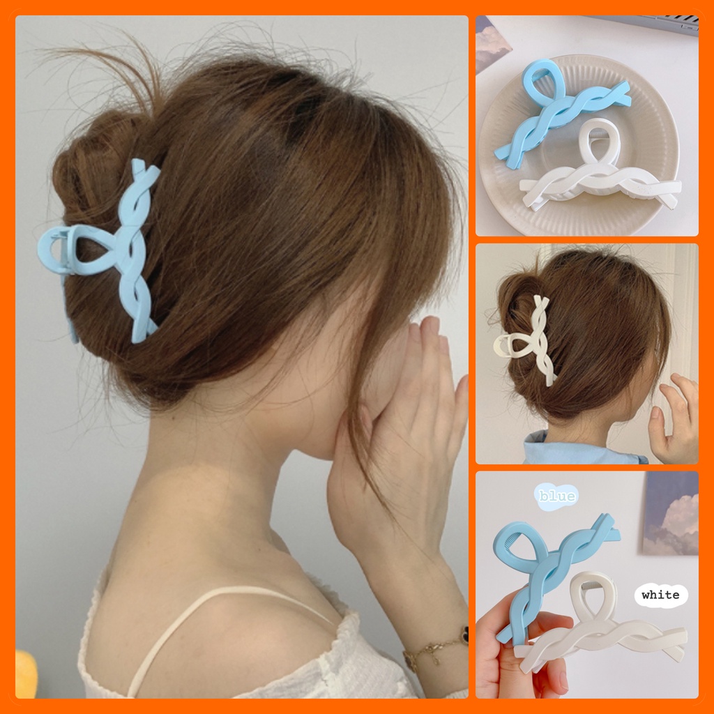 Kẹp, cặp búi tóc vây cá pastel vintage Hàn Quốc nhiều màu xinh xắn dáng xoăn