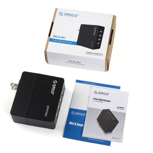 Củ Sạc 4 Cổng USB 5V 2A/1A ORICO DCA-4UBK - CỦ SẠC ĐA NĂNG