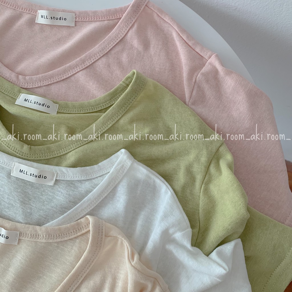 Áo thun giấy trơn, áo phông giấy trơn cổ bầu chất mát form rộng MLL | BigBuy360 - bigbuy360.vn