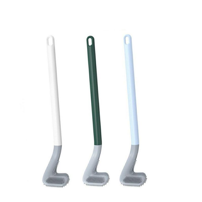 Chổi cọ toilet đầu silicone chữ L gai mềm dẻo