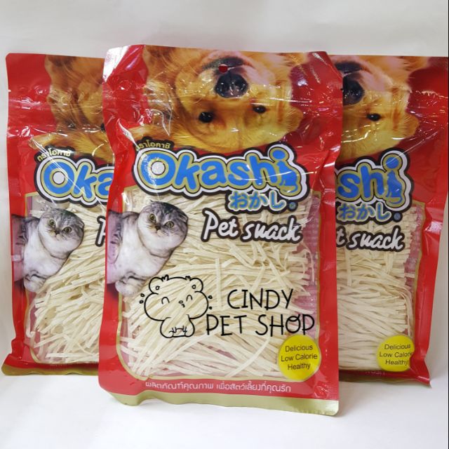 Snack khô cá sợi Okashi - thức ăn dặm cho Chó, Mèo, Hamster, Sóc Bông, Sóc Đất...