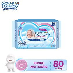 Khăn ướt không mùi bobby nano bạc kháng khuẩn gói 80 , 100 tờ