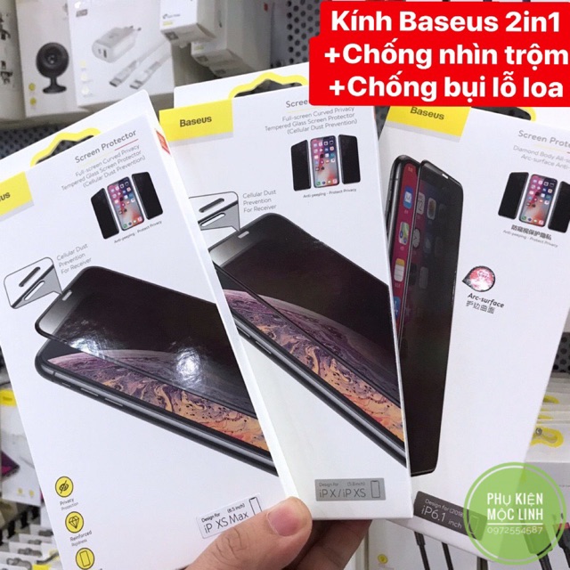 ☘️ Iphone 13 Pro Max | 13 | 12 Mini | 11 | Xs Max | Xr | X ☘️ Kính cường lực Chính hãng Baseus chống nhìn trôm