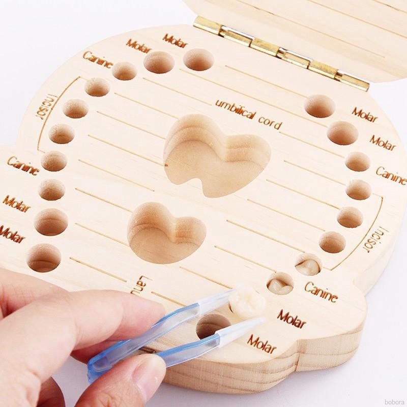 Hộp gỗ đựng răng sữa lưu trữ răng cho bé