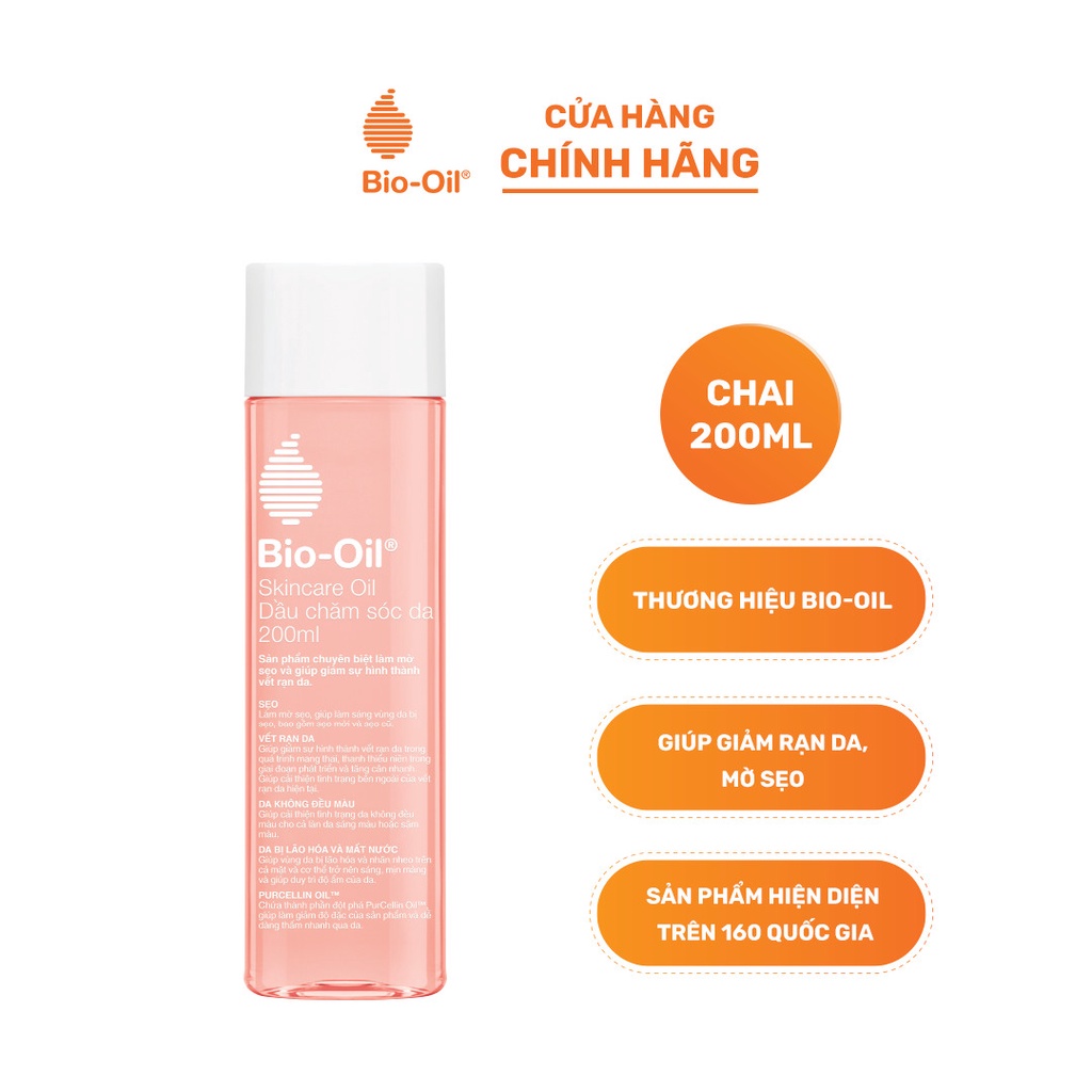 [CHÍNH HÃNG] - BIO-OIL SKINCARE OIL 200ML (Chai/200ml) - Dầu Chăm Sóc Da Bio-Oil Giúp Giảm Rạn Da, Mờ Sẹo, Đều Màu Da