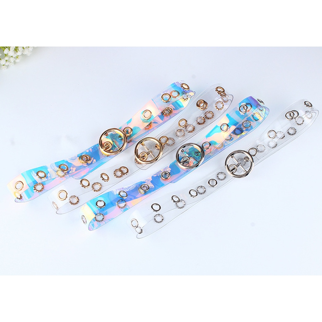 Thắt Lưng Trong Suốt Ánh Laser Nhiều Màu Sắc Thời Trang Phong Cách Hàn Quốc Cho Nữ