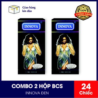 [CHÍNH HÃNG]COMBO 2 Hộp Bao cao su kéo dài thời gian,gai gân Inova đen-hộp 12c(che tên kín đáo)