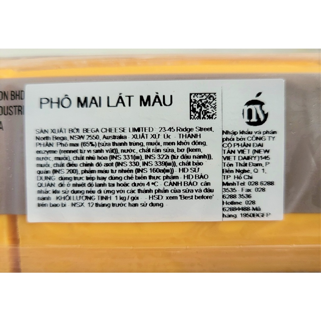 [Gói 1Kg (84 lát)] PHÔ MAI LÁT MÀU [Australia] DAIRYMONT Burger Slices Cheese (halal) (nw0)