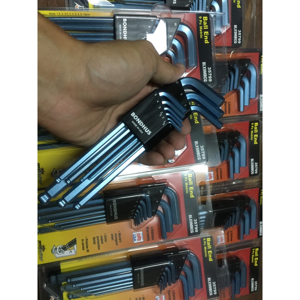 BONDHUS bộ lục giác hệ Met , 9 cây . sản xuất tại Mỹ.