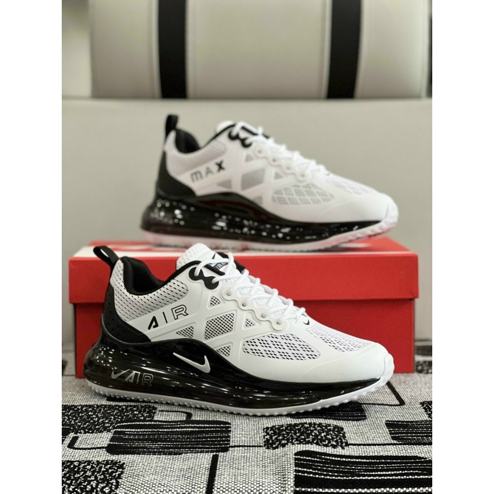 Giày sneaker nam Airmax 720 trắng đen, đế cao 5p phong cách mang hằng ngày, bộ đế khí êm ái
