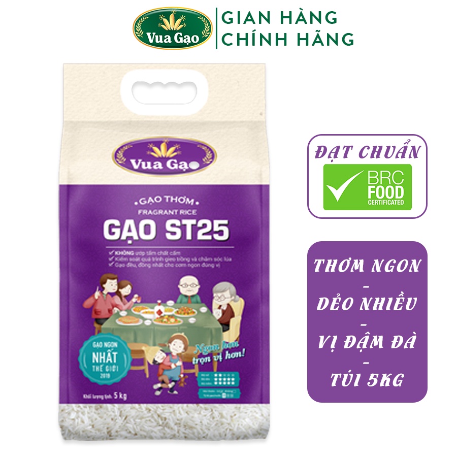 [MUA 3 TẶNG 25K] Gạo ST25 Túi 5kg – Chính Hãng Vua Gạo – Gạo Thơm Ngon, Dẻo Nhiều, Vị Đậm Đà – Top 1 Thế Giới 2019