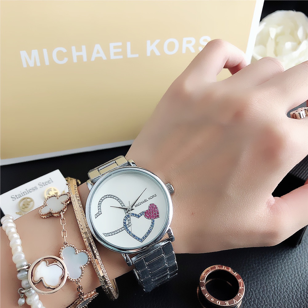 Mk Đồng Hồ Đeo Tay Thời Trang Bằng Thép Không Gỉ Sang Trọng Cho Nữ jam tangan perempuan wanita