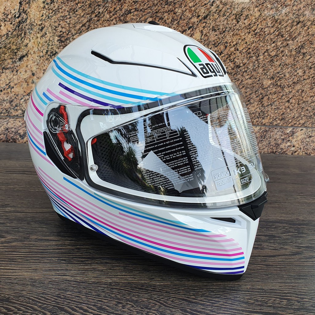 Nón K3 SV AGV ASIA FIT SAKURA PEARL WHITE/PURPLE