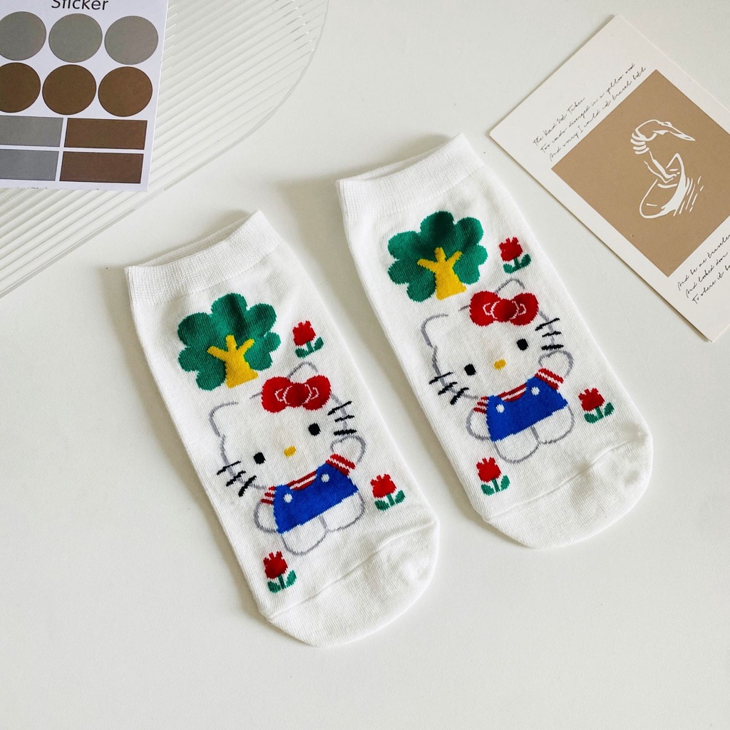 Set 5 Đôi Tất Cotton Cổ Thấp Hoạ Tiết My Melody Keroppi Cinnamoroll Đáng Yêu