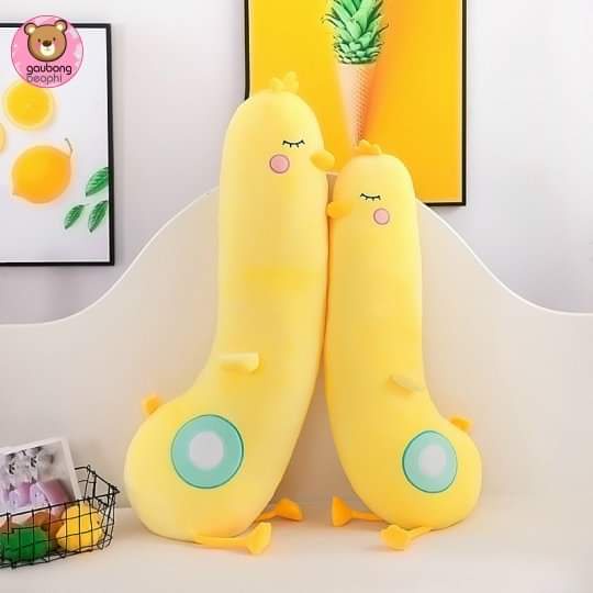 Gấu Bông Con Vịt Vàng , Gối Ôm Hình Thú Con Gà ,Con Vịt Vàng, Hàng Cao Cấp 2 Lớp Kích Thước 80Cm- 1M