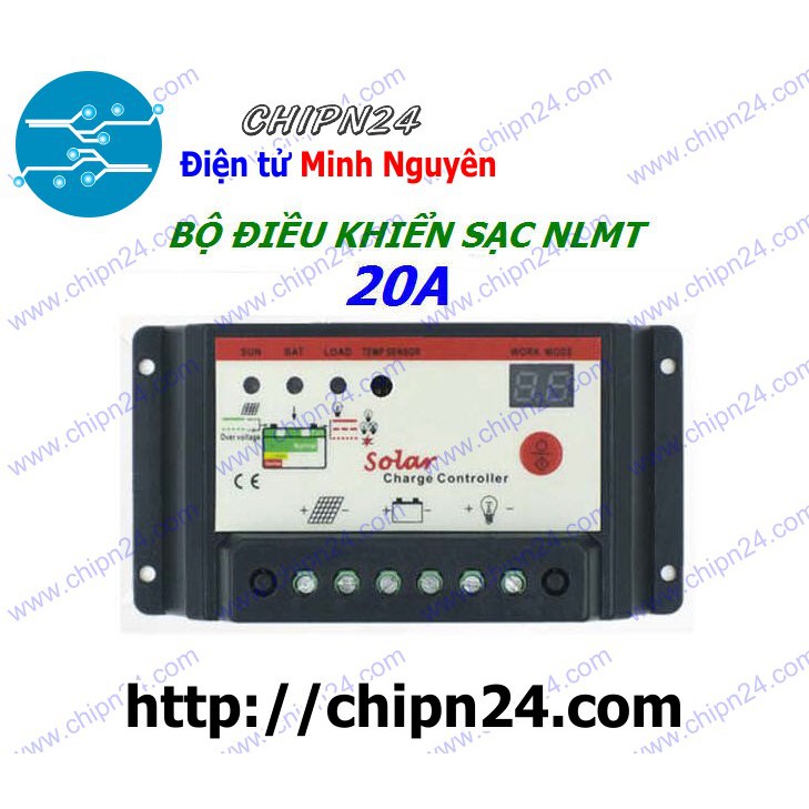 [1 CÁI] Bộ điều khiển Sạc NLMT 12V 24V 20A (Tấm pin Năng Lượng Mặt Trời, Solar Power, Solar Panel)