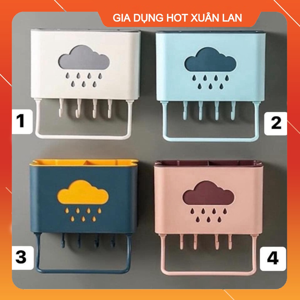 Kệ để đồ đa năng cho nhà tắm, nhà bếp hình đám mây, có các móc treo đồ và thanh phơi khăn tiện ích