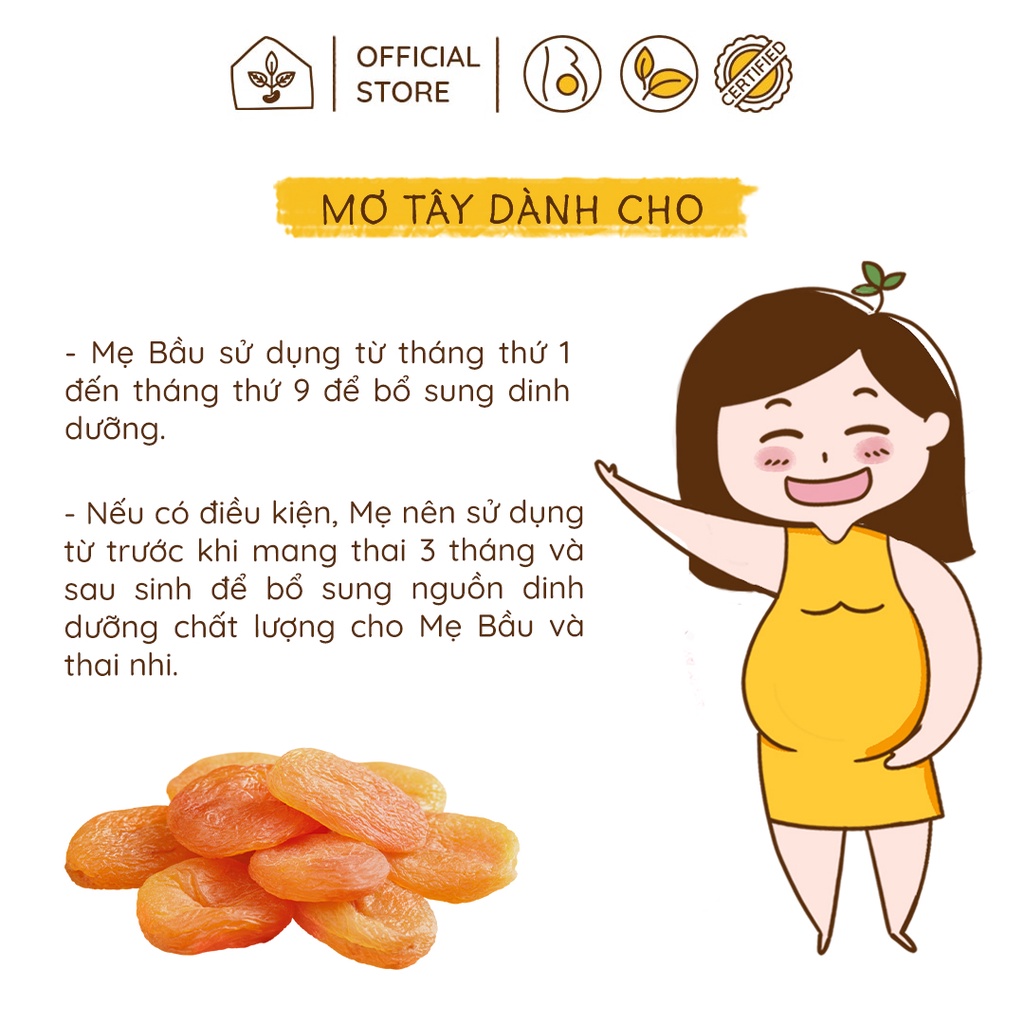 Mơ tây Uzbekistan sấy dẻo không đường, không tẩm ướp túi 250g | Nhà Đậu | 203