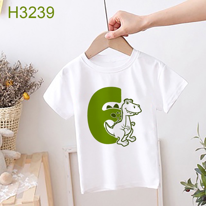 Áo thun trẻ em in hình Khủng Long Chúc Mừng Sinh Nhật siêu cute đáng yêu, chất liệu cotton thoáng mát SSSHOP