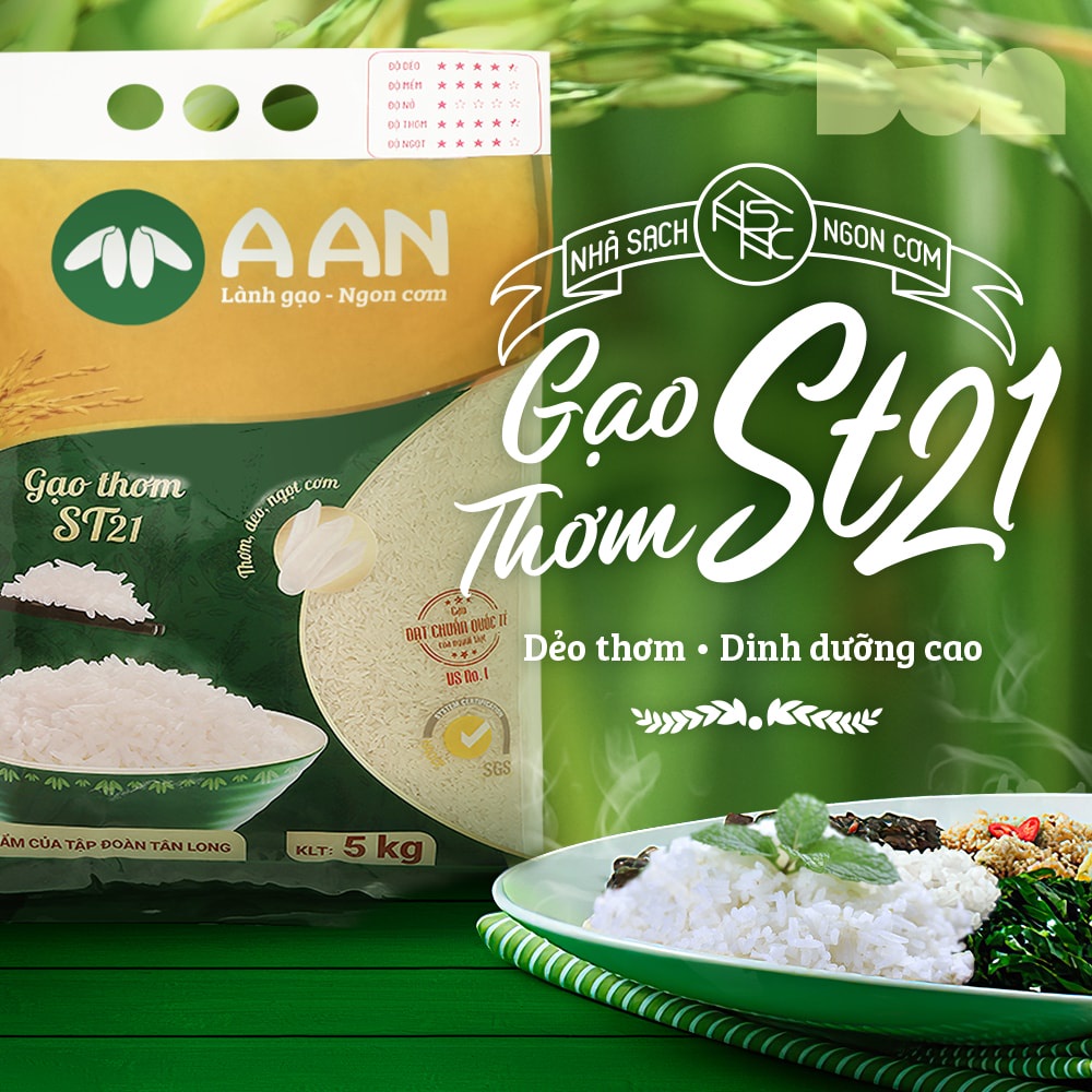 Gạo thơm ST21 đặc sản Sóc Trăng - Túi 5 Kg A An