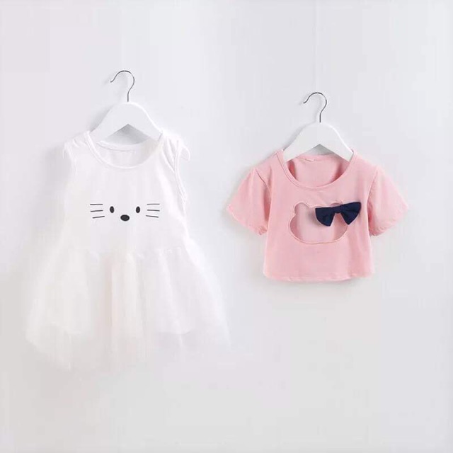 Set 2 gồm váy và áo rời cho bé gái