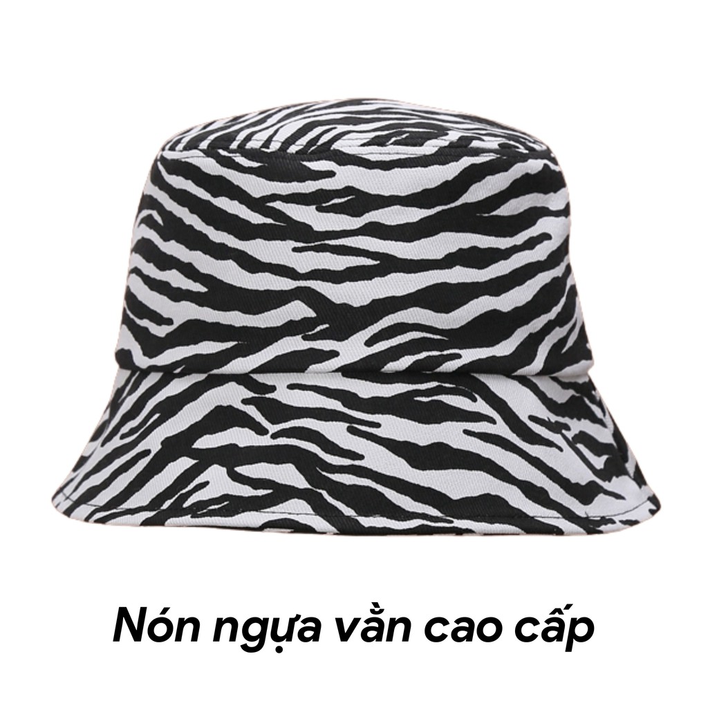 Nón vành tròn 2 mặt hoạ tiết trắng đen phong cách Ulzzang form unisex nam nữ - BK01