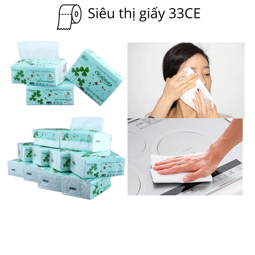 Combo 6-26 gói Giấy Rút Mini Cao Cấp 3C Active, , 100% Bột Giấy Nguyên Sinh, 3 Lớp Siêu Mềm, Siêu Dai, Chất Lụa