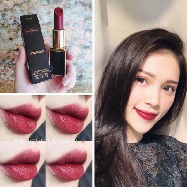 Son Tom Ford màu 08 Velvet Cherry đỏ rượu vang