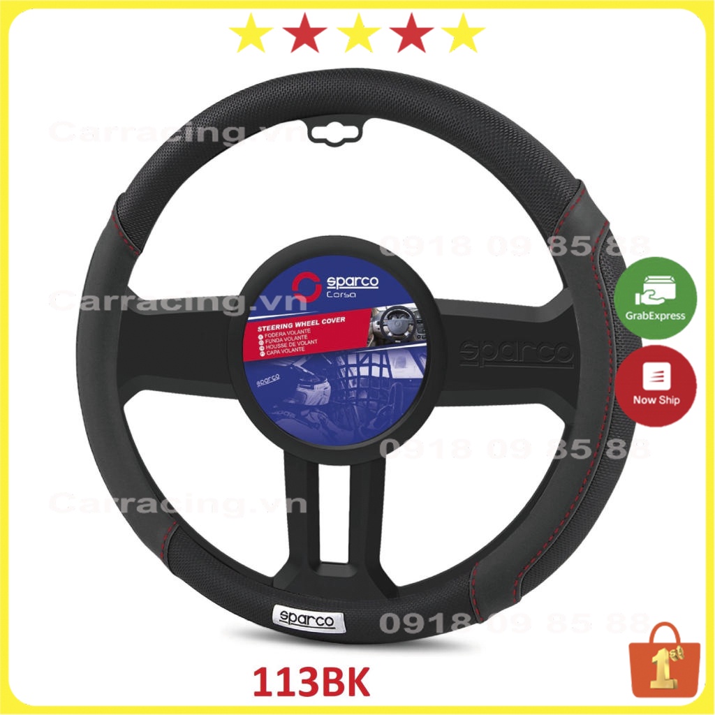 Bọc vô lăng thời thượng Sparco LA02 chính hãng CARRACING size 38 phù hợp mọi dòng xe - Bọc vô lăng spaco dáng thể thao