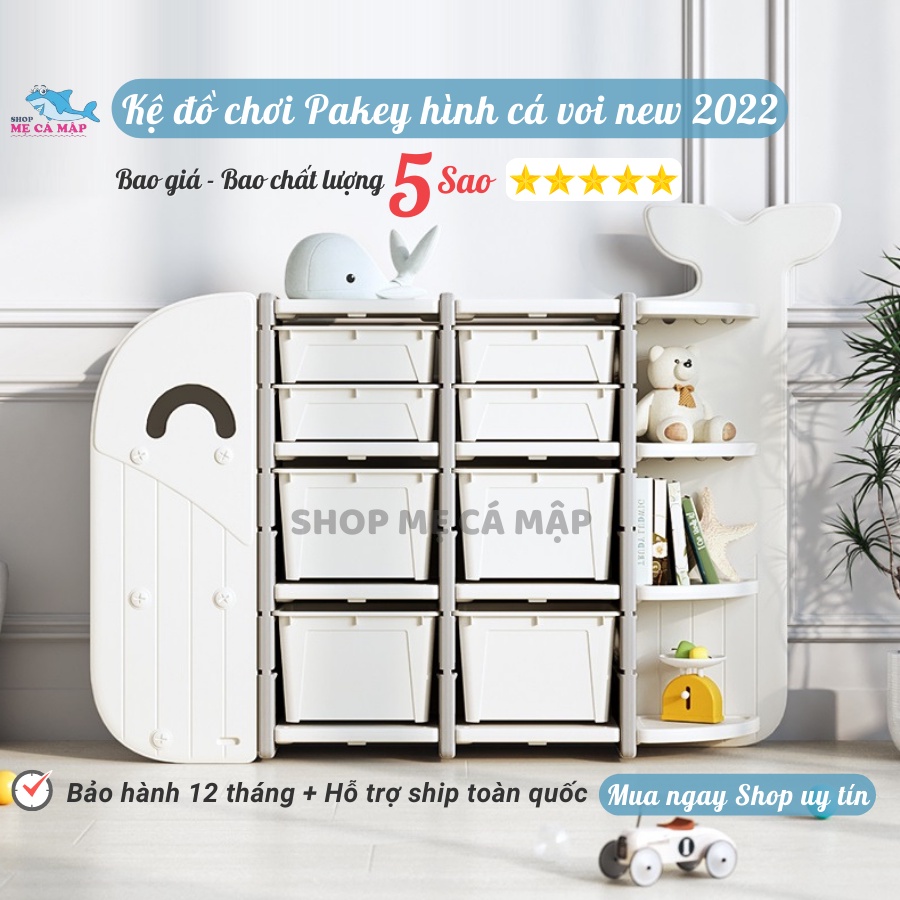 Kể để đồ chơi cho bé Pakey hình cá voi, Nhựa HDPE an toàn CAO CẤP