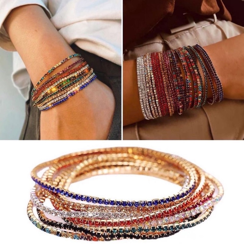 Set vòng tay 8 sợi đính đá ( ko có xanh dương)